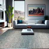 8' x10'  Cream Aqua Gray Color Hand Knotted Persian 100% Wool Modern & Contemporary Oriental Rug